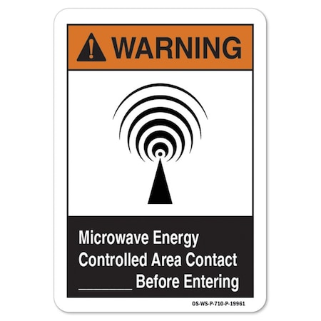 Signmission ANSI Warning Sign, Rf Microwave Energy Controlled Area, 18in X 12in Decal, 12" W, 18" L, Landscape OS-WS-D-1218-L-19961